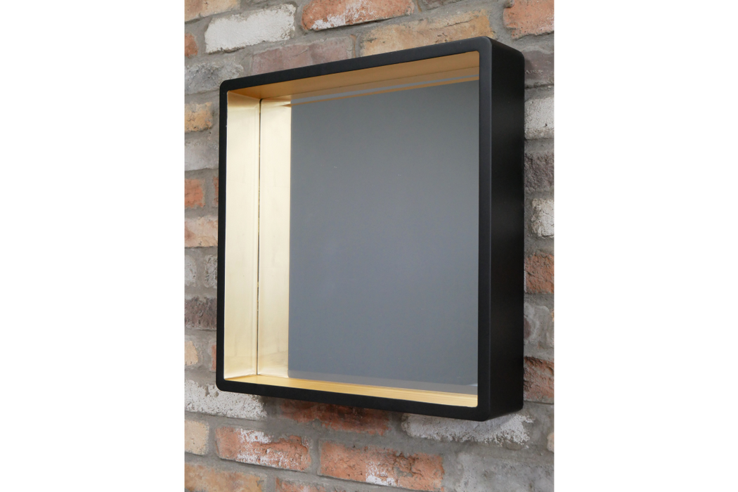 Black & Gold Wooden Wall Mirror, Square