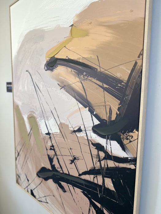 Framed Abstract Brush Stroke Canvas - 140 x 100 cm