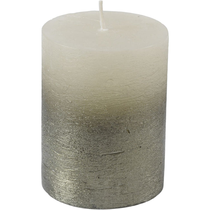 White Pillar Candle With Metallic Green Ombre 10 X 20cms - Decor Interiors -  House & Home