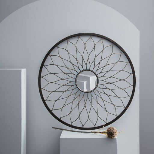 Round Wall Mirror, Metal Frame, Bronze