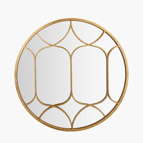 Metal Wall Mirror, Round Frame, Gold, 80 cm