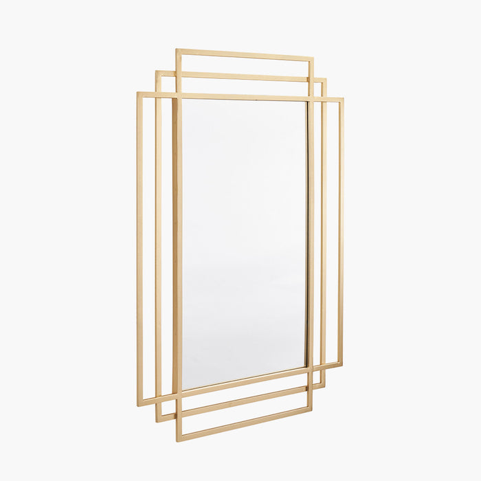 Art Rectangular Wall Mirror, Metal Frame, Gold, 92 x 60 cm