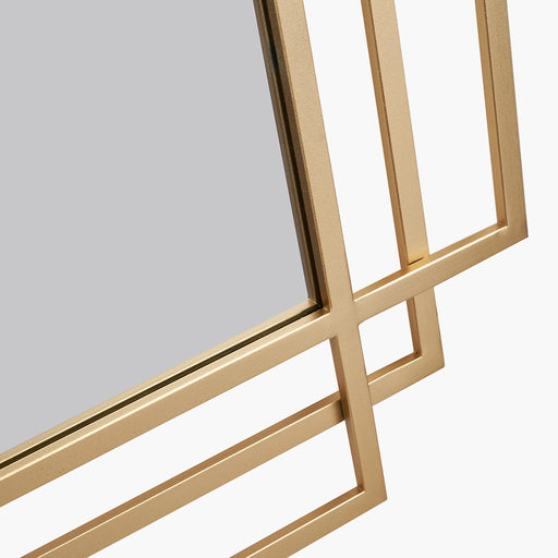 Art Rectangular Wall Mirror, Metal Frame, Gold, 92 x 60 cm