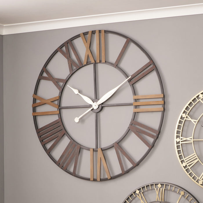 Dunston Skeleton Wall Clock, Wood, Metal, Extra Large (Due Back In 07/06/24)