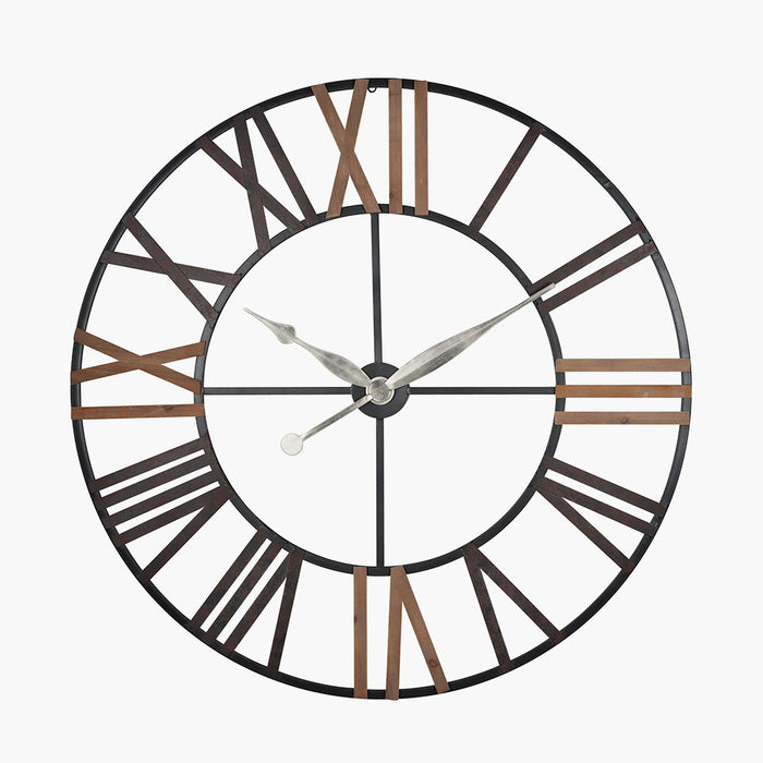 Dunston Skeleton Wall Clock, Wood, Metal, Extra Large (Due Back In 07/06/24)