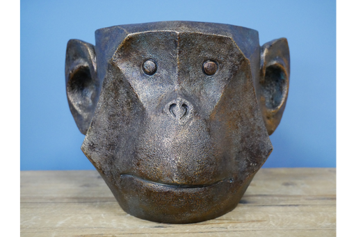 Bronzed Monkey Head Jars, Planter 2