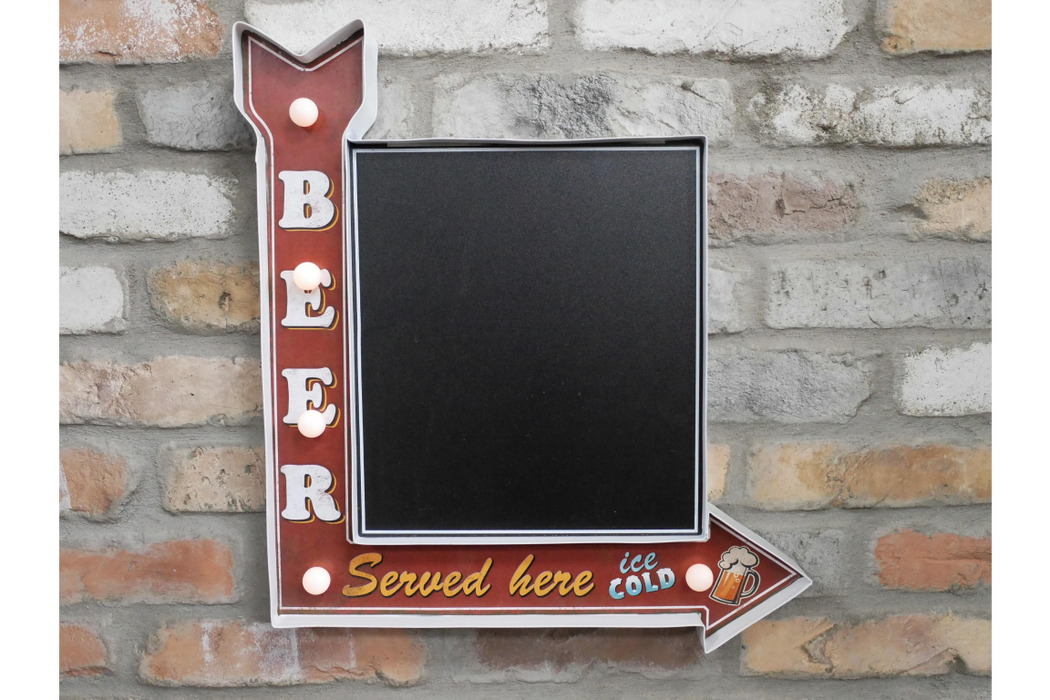 Light Up Metal Wall Sign With Chalkboard ( BEER ) - Decor Interiors -  House & Home