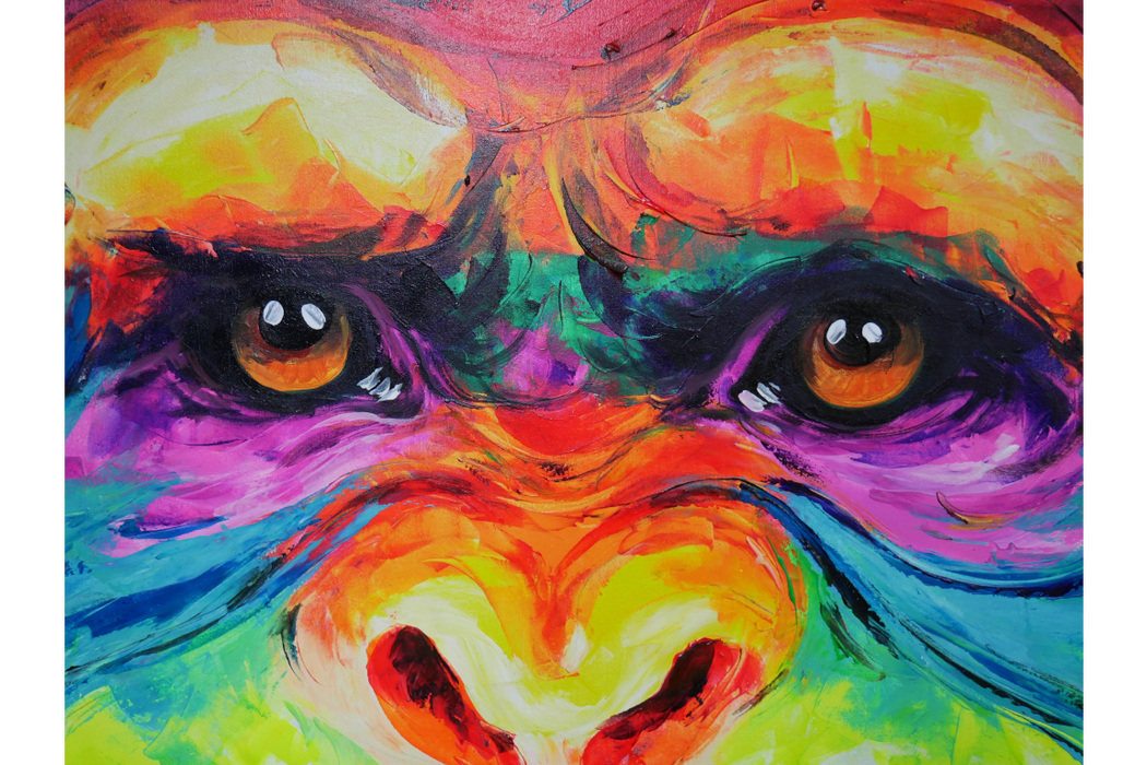 Large Colourful Animal Wall Art - Cheeky Monkey - 100 x 120 cm