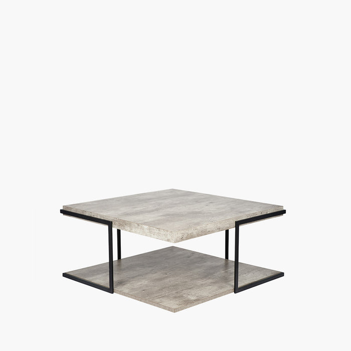 Jersey Coffee Table, Concrete Effect, Black Metal,  (Due Back in 05/08/24)