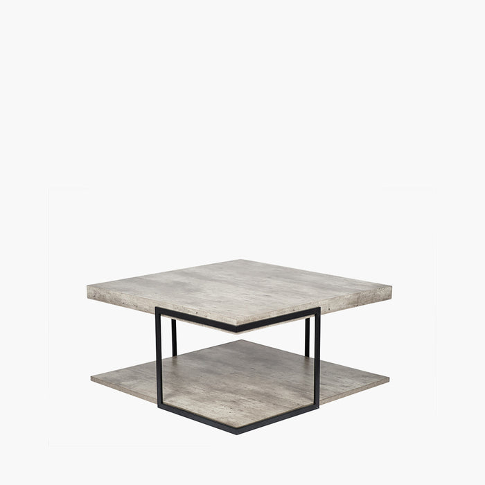 Jersey Coffee Table, Concrete Effect, Black Metal,  (Due Back in 05/08/24)