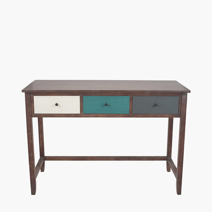 Multi-Coloured Wooden 3 Drawer Console Table ( Loft )