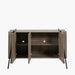 Estella Sideboard Cabinet, 3 Door, Black Metal Legs, Light Walnut Veneer
