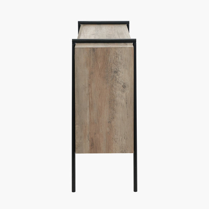 Estella Sideboard Cabinet, Black Metal Legs, Light Walnut Veneer, 2 Door
