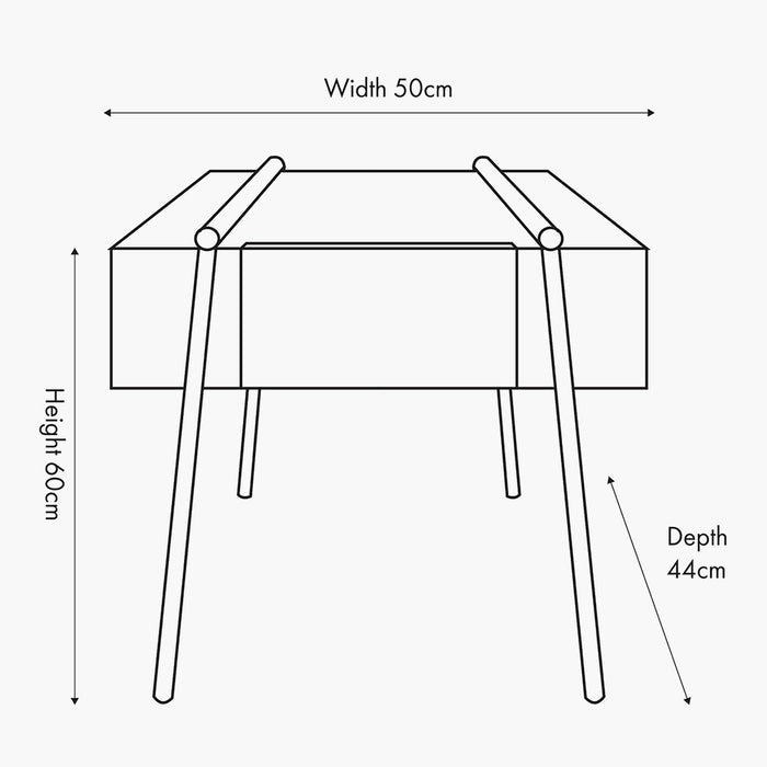 Estella Side Table, Light Walnut Veneer, Black Metal Frame, 1 Drawer