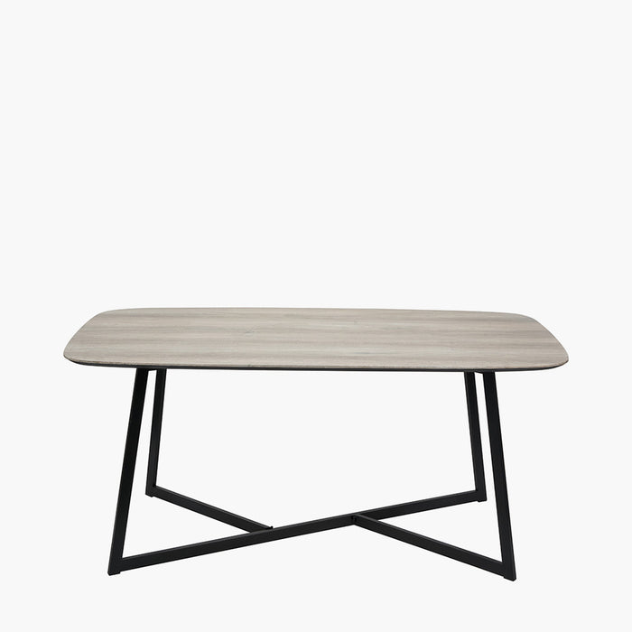 Lounge Grey Oak & Black Metal Dining Table - 180 cm