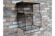 Metalworks Wine Rack, Industrial Style Cage Shelves, 2 mango wood shelves, Black Metal Frame