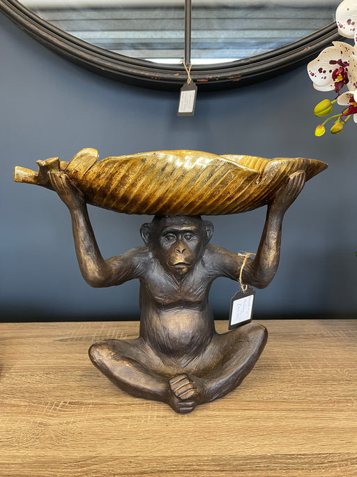 Decorative Monkey Holding a Gold Leaf Dish/Bowl - Decor Interiors -  House & Home