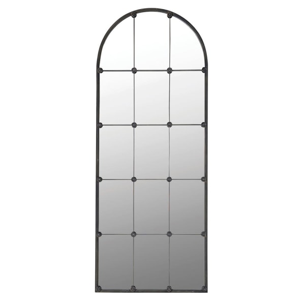 Alexander Floor / Wall Mirror, Arched, Metal, Distressed Black, 180 x 71 cm