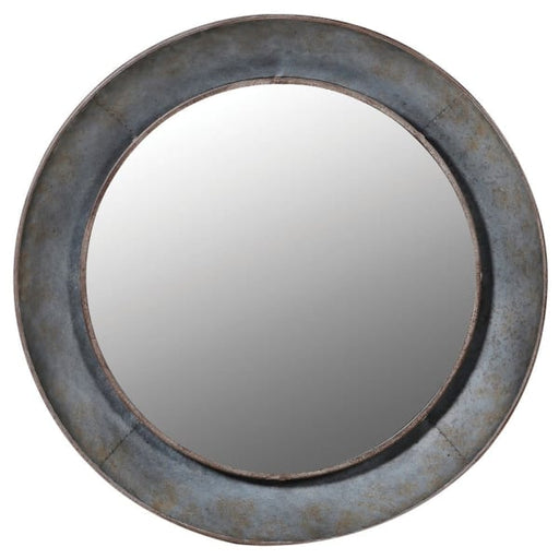 Shoreditch Round Wall Mirror, Metal Frame, Grey