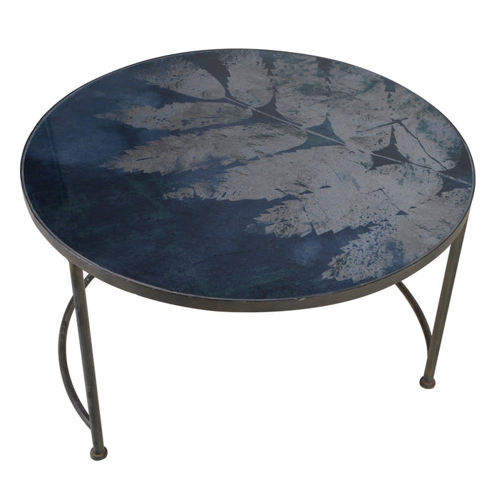 Blue Leaf Pattern Glass Top Coffee Table - Decor Interiors -  House & Home