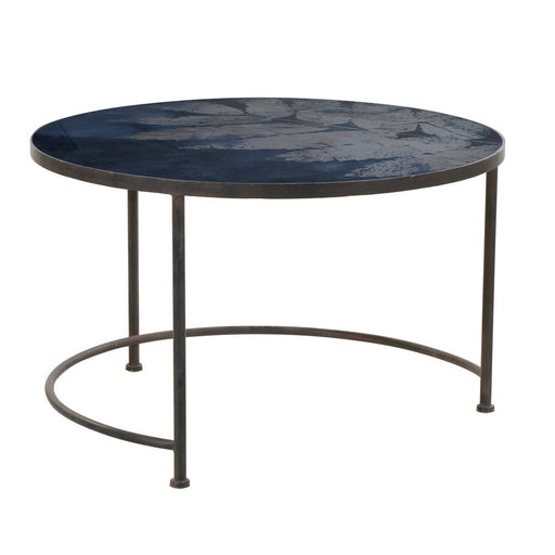 Blue Leaf Pattern Glass Top Coffee Table - Decor Interiors -  House & Home