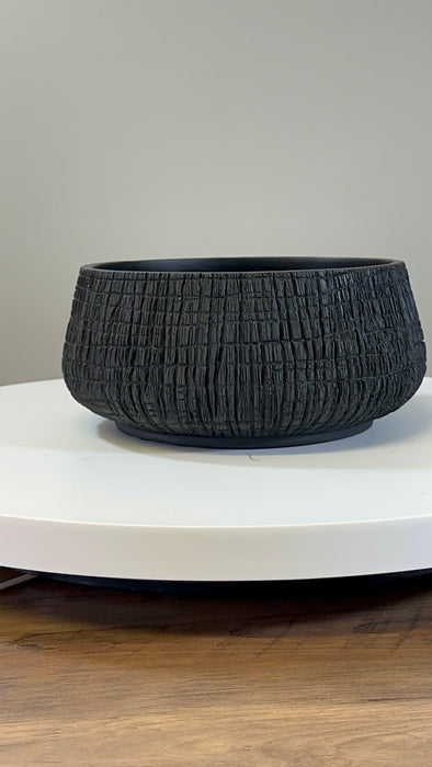 Kenton Black Round Bowl, Textured, Decorative