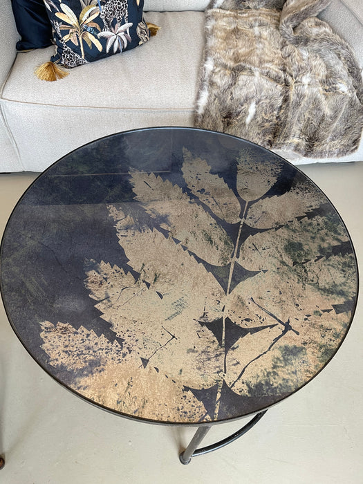 Prussian Blue Leaf Glass Top Coffee Table - Decor Interiors -  House & Home