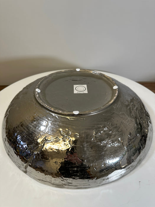 Textural Grey Shallow Ceramic Bowl - 42 x 9 cm