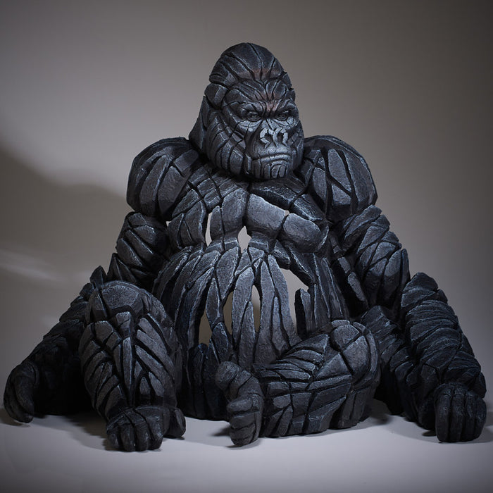 Black Sitting Gorilla Sculpture