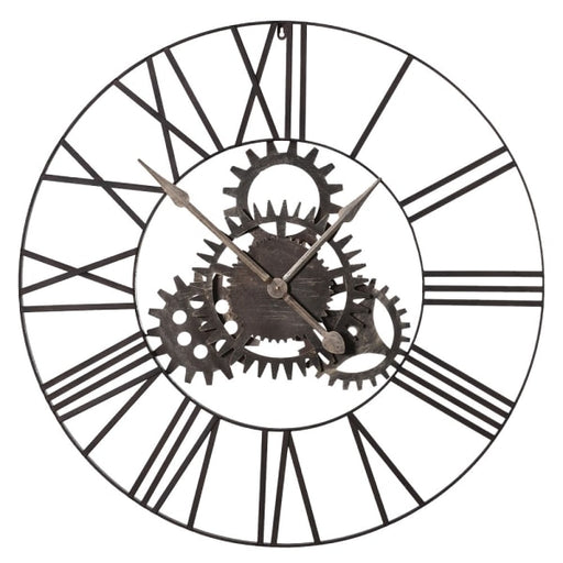 Aged Bronze Metal Skeleton Clock with Cogs - 90cms - Decor Interiors -  House & Home