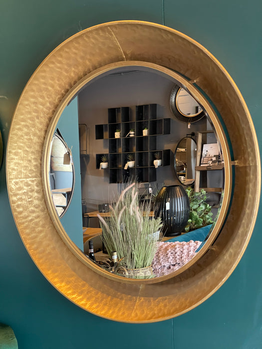Decorative Wall Mirror, Metal Frame, Round, Gold Finish