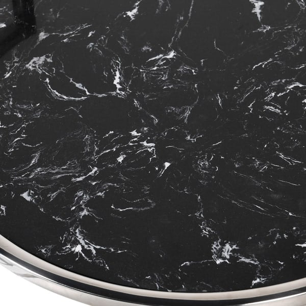 Set of 2 Black Marble Effect Round Nesting Tables - Decor Interiors -  House & Home