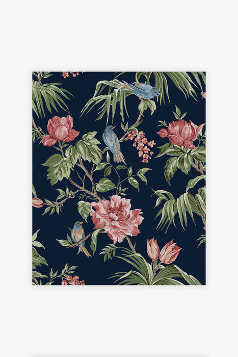 Next Wallpaper -  Birds & Blooms Navy