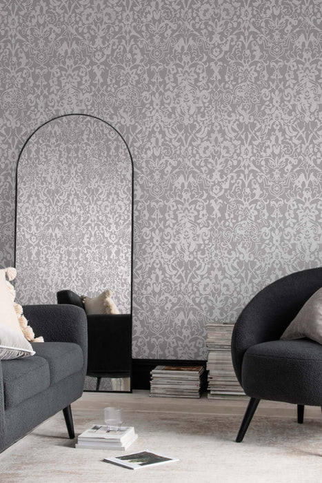 Next Wallpaper -  Majestic Damask Grey