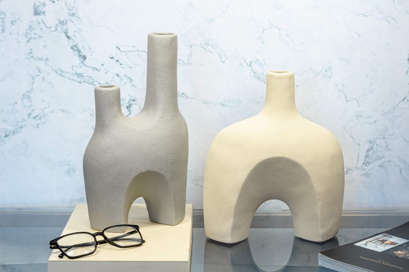 Cream Ceramic Stem / Bud  Vase