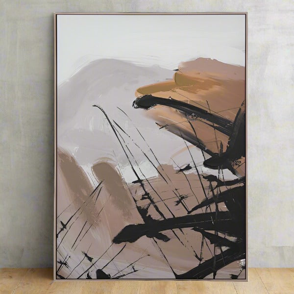 Framed Abstract Brush Stroke Canvas - 140 x 100 cm