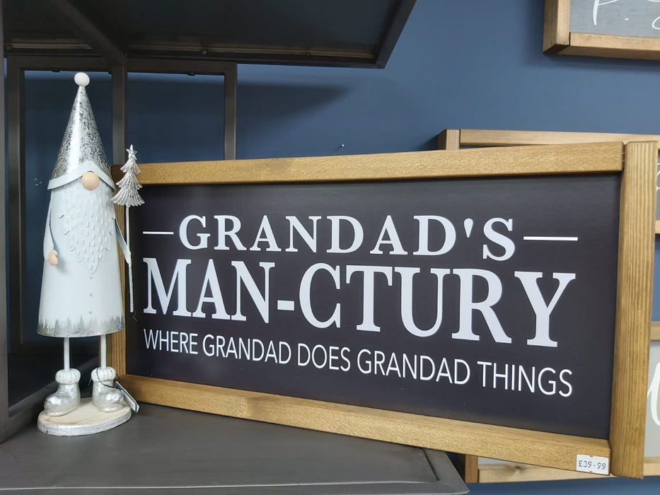 Rustic Handcrafted Signs - Grandad's Man-ctuary - Decor Interiors -  House & Home