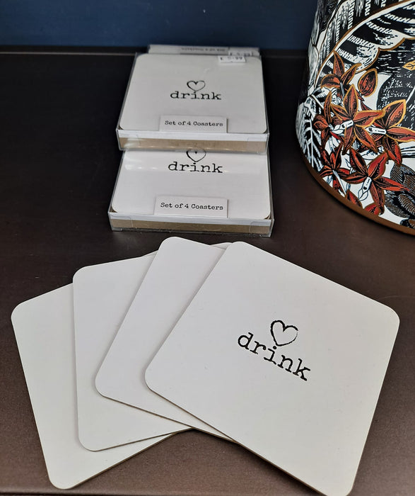 Square Drinks Coasters - White - Set of 4