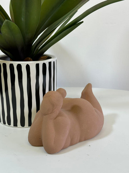Artificial Fiori Agave Black & White Striped Ceramic Pot