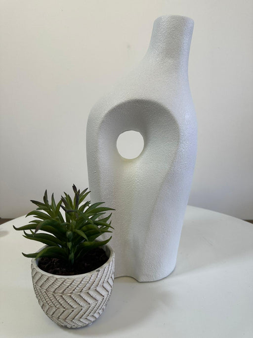 Stem Bud Vase, Tall, White Ceramic