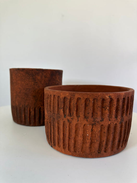 Red Terracotta Cement Plant Pot - 18 cm