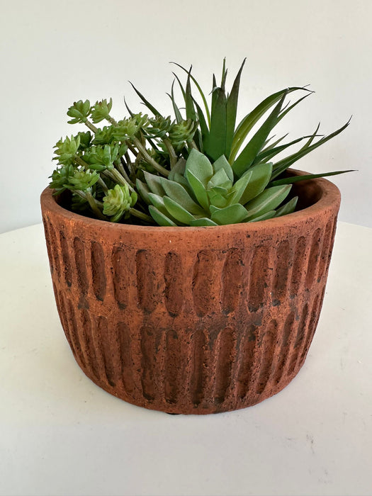 Red Terracotta Cement Plant Pot - 18 cm
