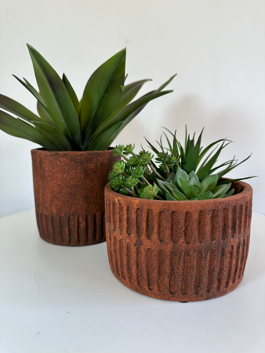 Red Terracotta Cement Plant Pot - 15 cm