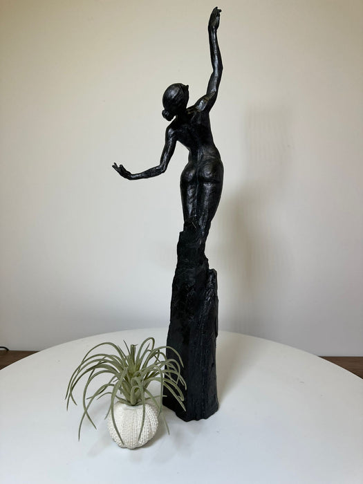 Coulter Dancing Woman Sculpture, Aged Black