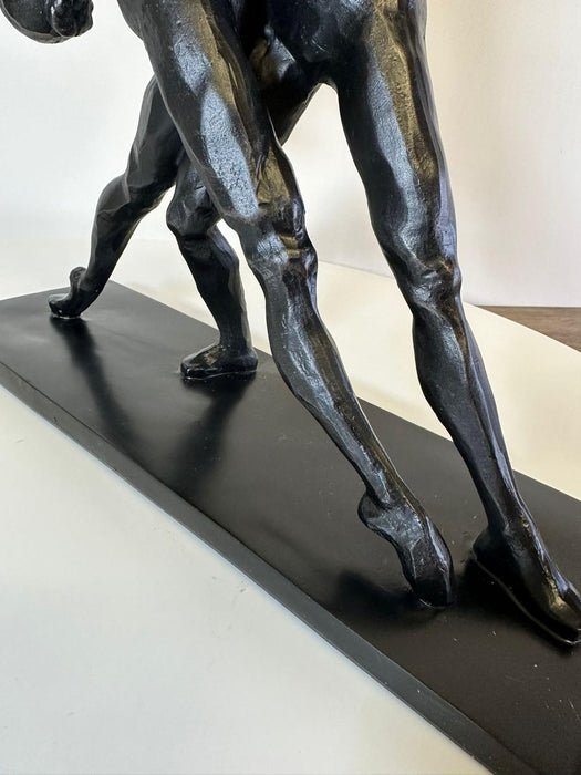 Aged Iron Sculpture Of A Man & Woman Dancing - 38 x 35 cm