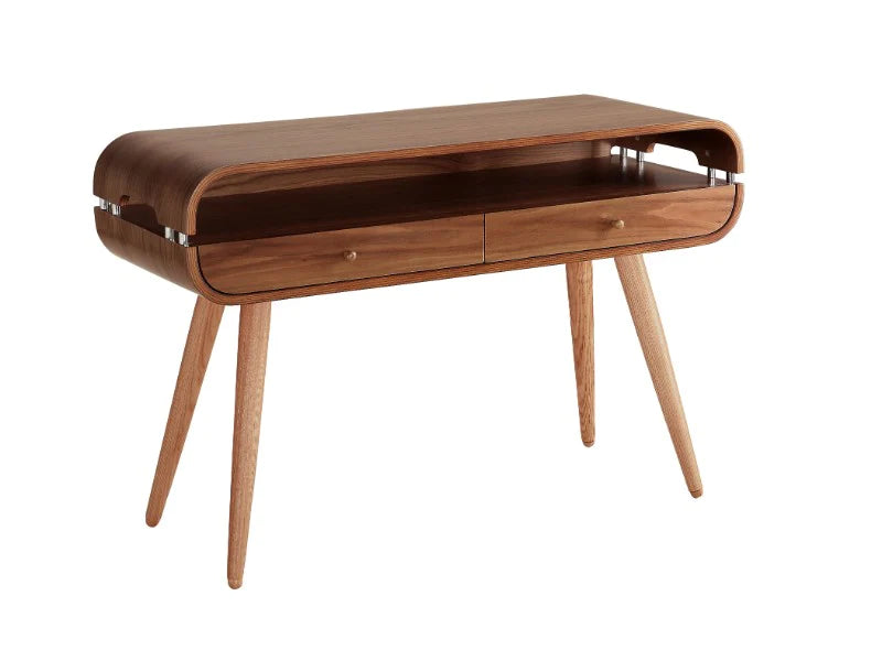 Monaco Console Table, Walnut, Modern Curved Oak