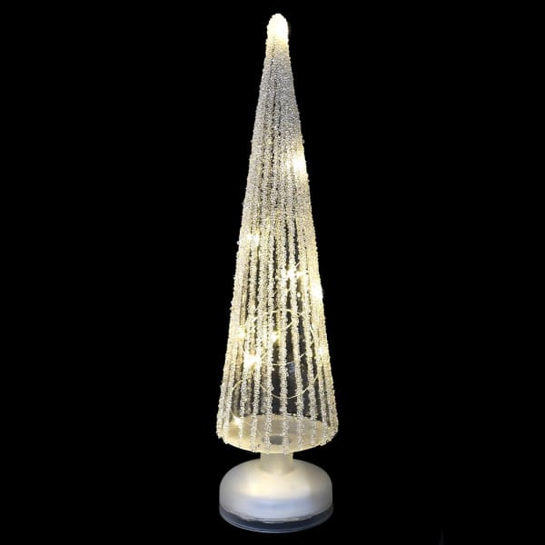 Glass Light Up Christmas Tree With Glitter- 40cm