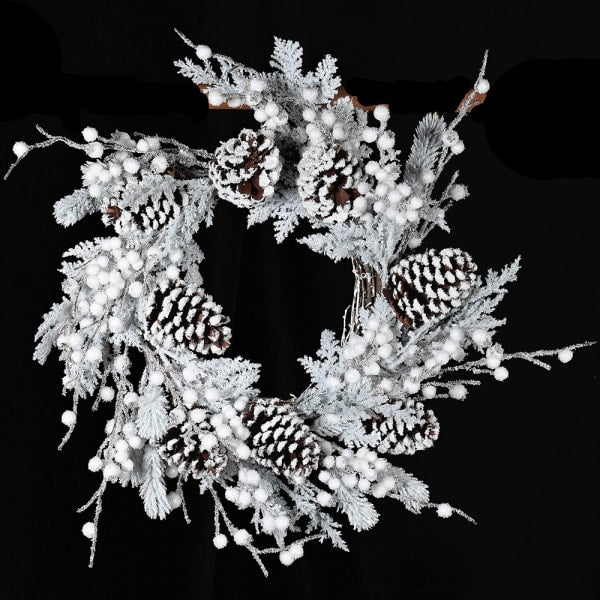 Large White Snowy Pinecone Wreath