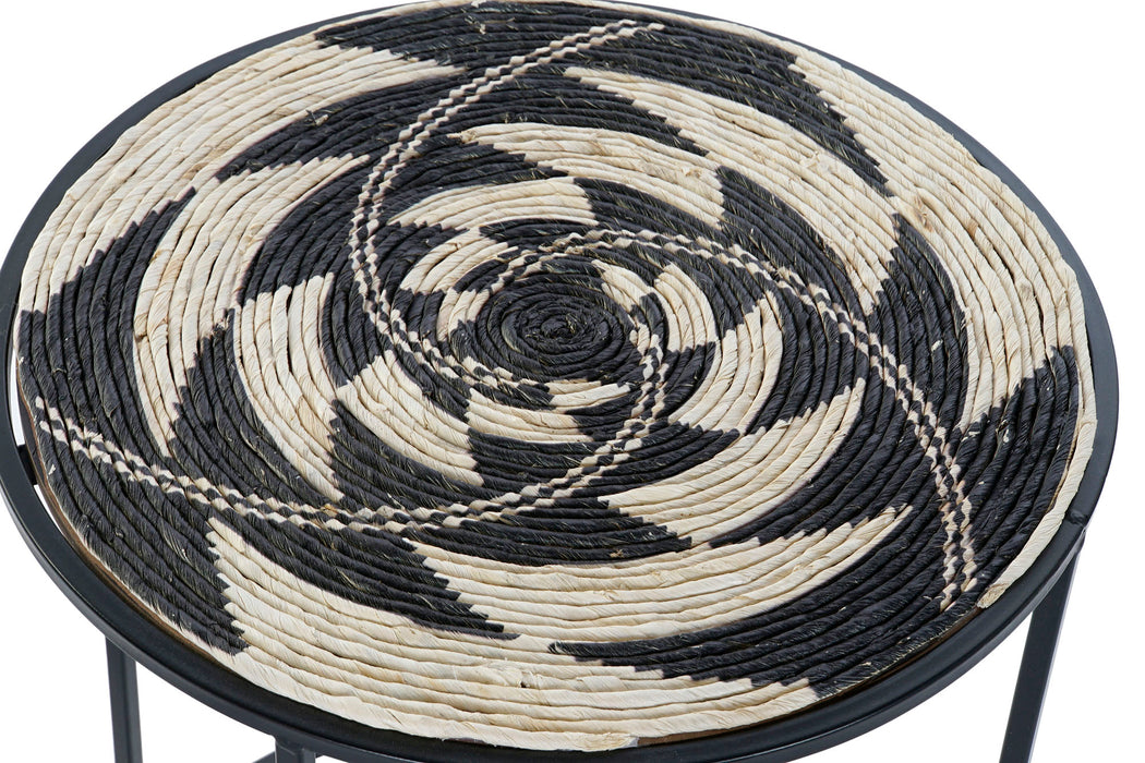 Panama Seagrass & Black Metal Side Tables - Decor Interiors -  House & Home