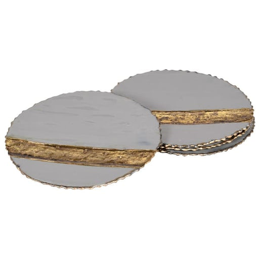 Handcrafted Grey & Gold Enamel Coasters - Set of 4 - Decor Interiors -  House & Home